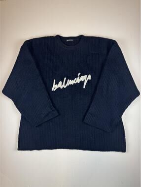 Balenciaga Scribble Logo Fuzzy Sweater